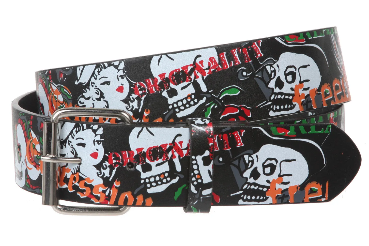 1 1/2" Snap On Skulls Tattoo Ink Artwork Fashion Belt