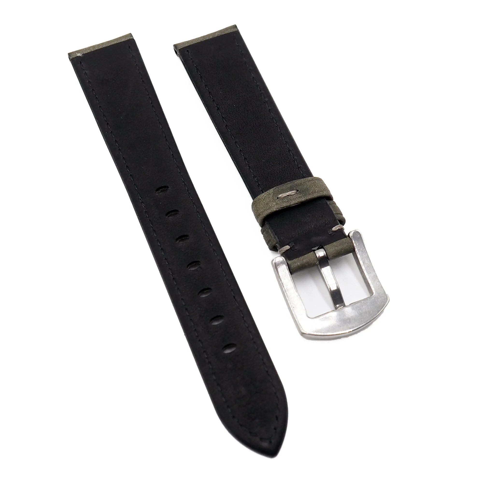 18mm, 20mm Seal Gray Aging Calf Leather Watch Strap