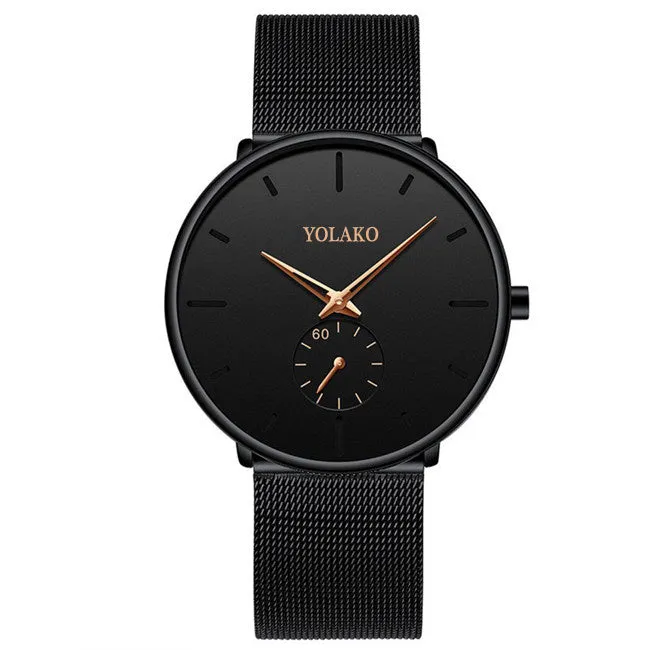 2023 Mens Fashion Minimalist Watches Men Business Casual Quartz Watch Simple Male Stainless Steel Mesh Band Clock reloj hombre