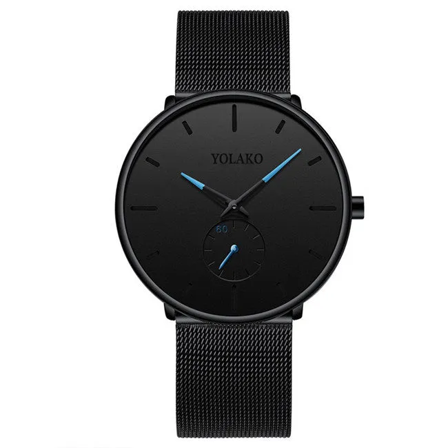 2023 Mens Fashion Minimalist Watches Men Business Casual Quartz Watch Simple Male Stainless Steel Mesh Band Clock reloj hombre