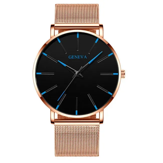 2023 Minimalist Men's Ultra Thin Quartz Watch - Sleek Stainless Steel Mesh