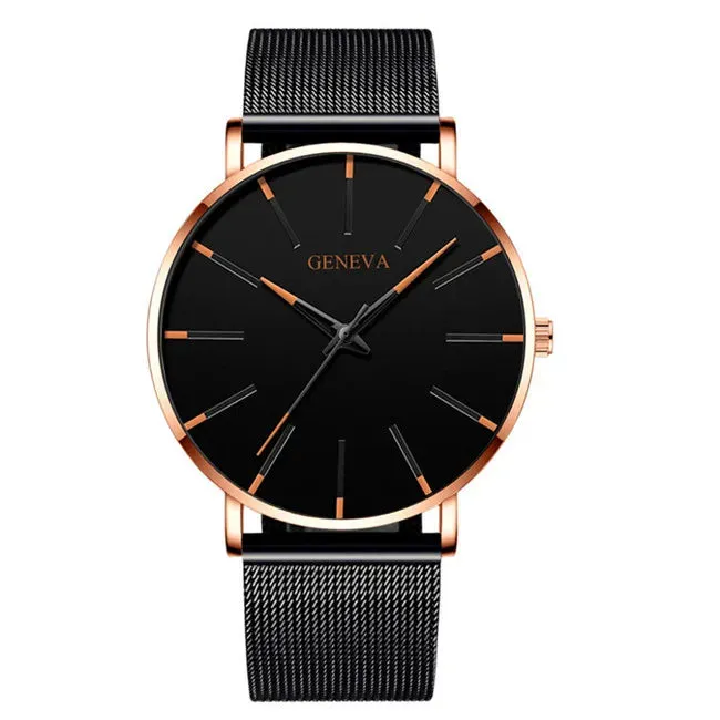 2023 Minimalist Men's Ultra Thin Quartz Watch - Sleek Stainless Steel Mesh