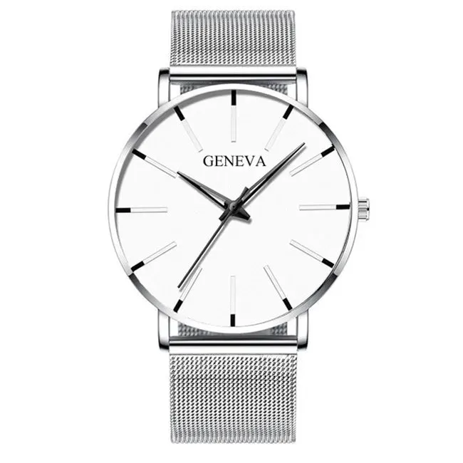 2023 Minimalist Men's Ultra Thin Quartz Watch - Sleek Stainless Steel Mesh