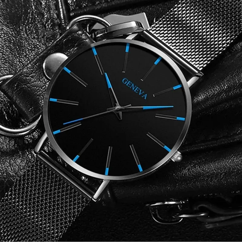 2023 Minimalist Men's Ultra Thin Quartz Watch - Sleek Stainless Steel Mesh