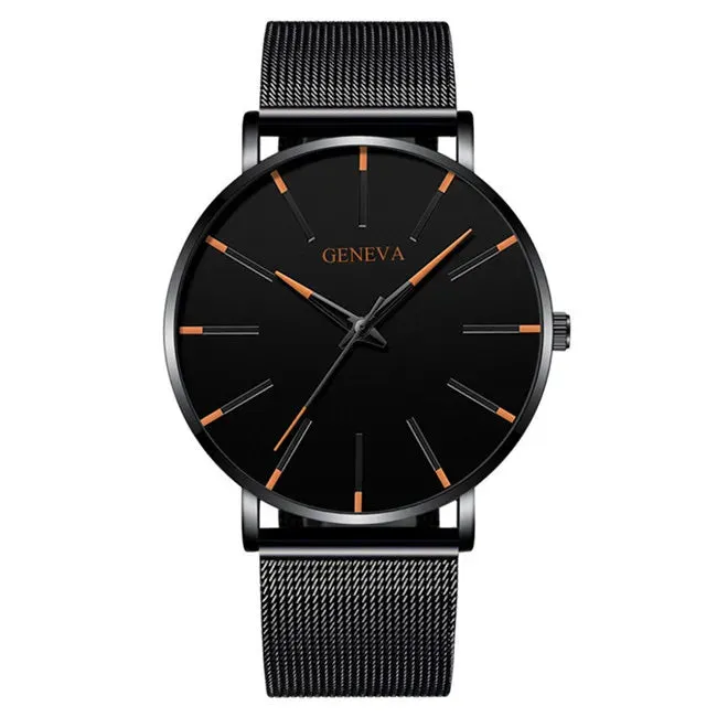 2023 Minimalist Men's Ultra Thin Quartz Watch - Sleek Stainless Steel Mesh