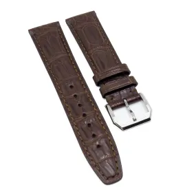 20mm, 21mm, 22mm Hickory Brown Alligator Leather Watch Strap For IWC, Tang Buckle Style