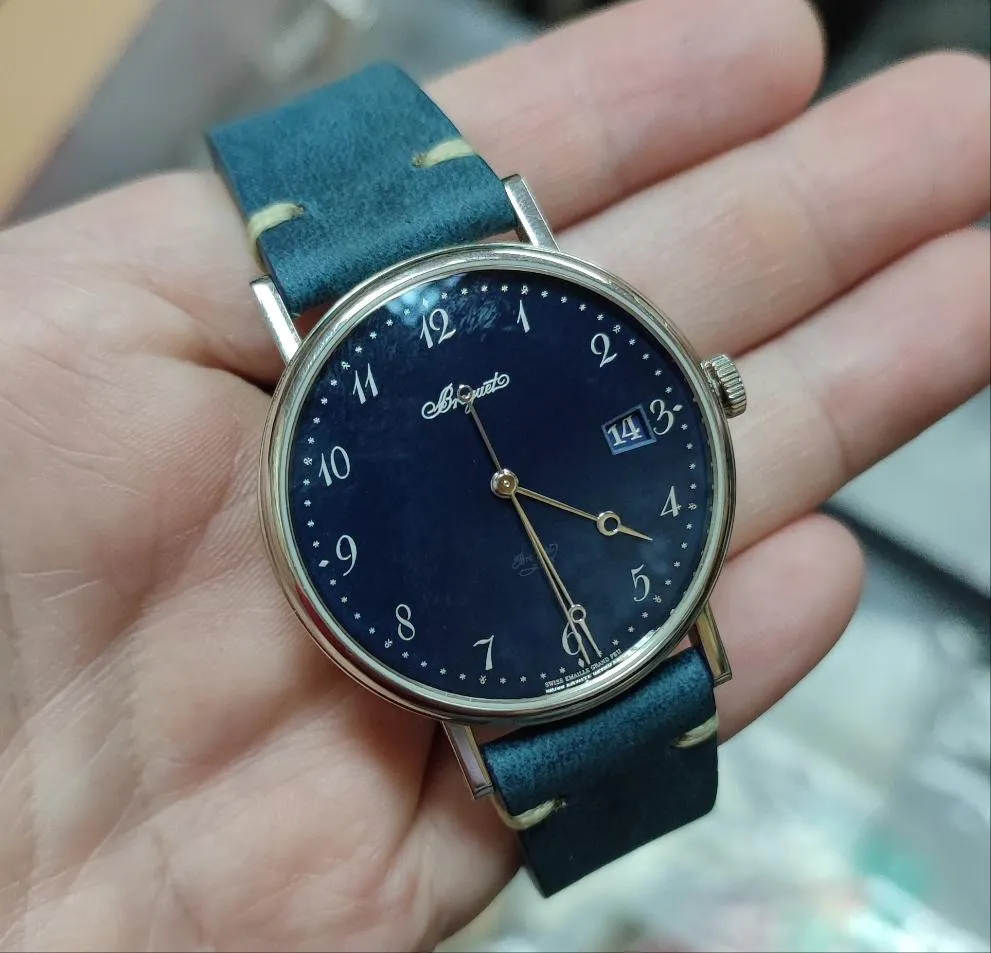 20mm, 22mm Vintage Style Space Blue Matte Calf Leather Watch Strap