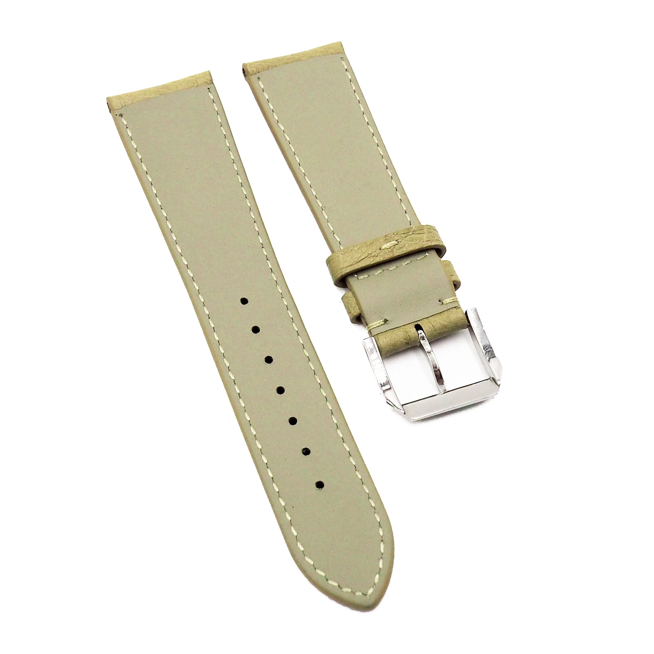 22mm Rally Style Flax Yellow Ostrich Leather Watch Strap