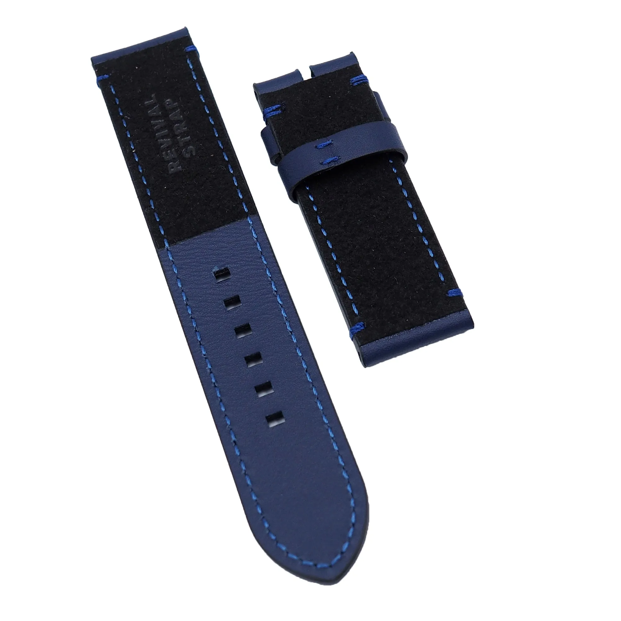 23mm Blue Calf Leather Watch Strap For Tudor Black Bay Bronze