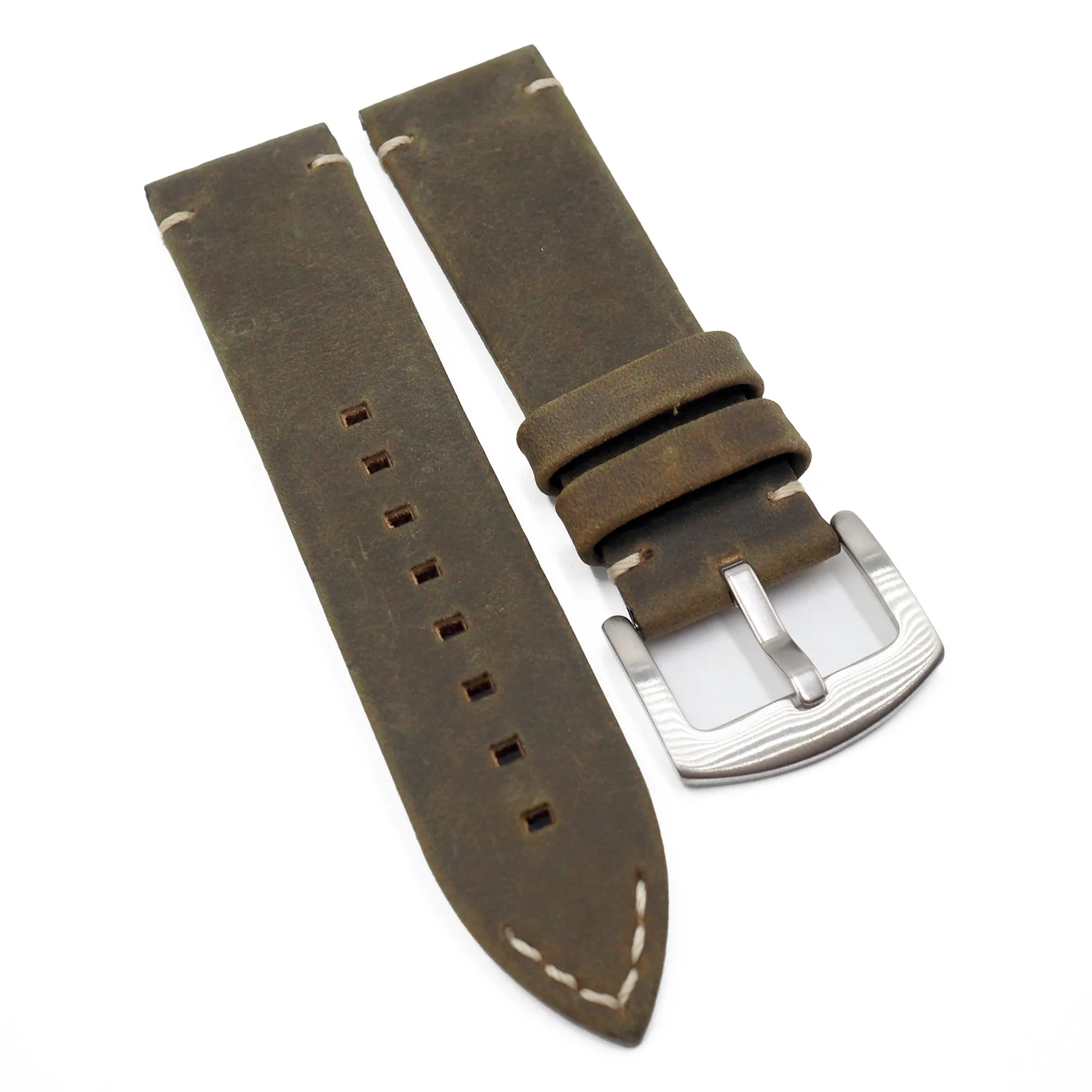 23mm Vintage Style Mocha Brown Matte Calf Leather Watch Strap For Zenith