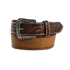 Ariat Mens Embossed Tab Medium Brown Belt