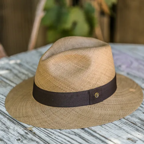 Austral Brown Straw Panama Hat - The Kai with Brown Ribbon Band