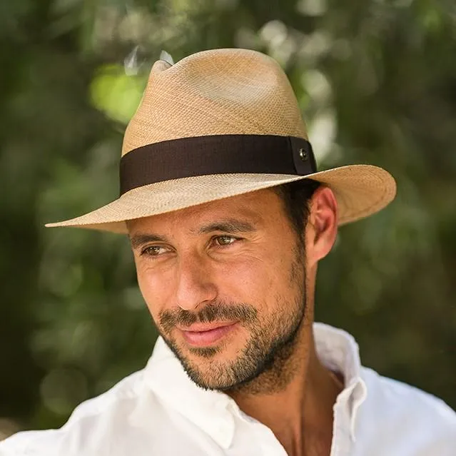 Austral Brown Straw Panama Hat - The Kai with Brown Ribbon Band