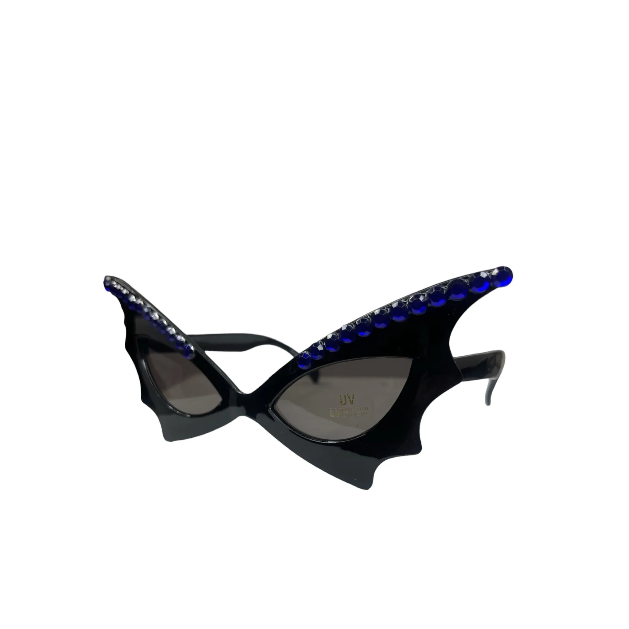 BAT! OVERSIZED RHINESTONE SUNGLASSES BLACK/BLUE