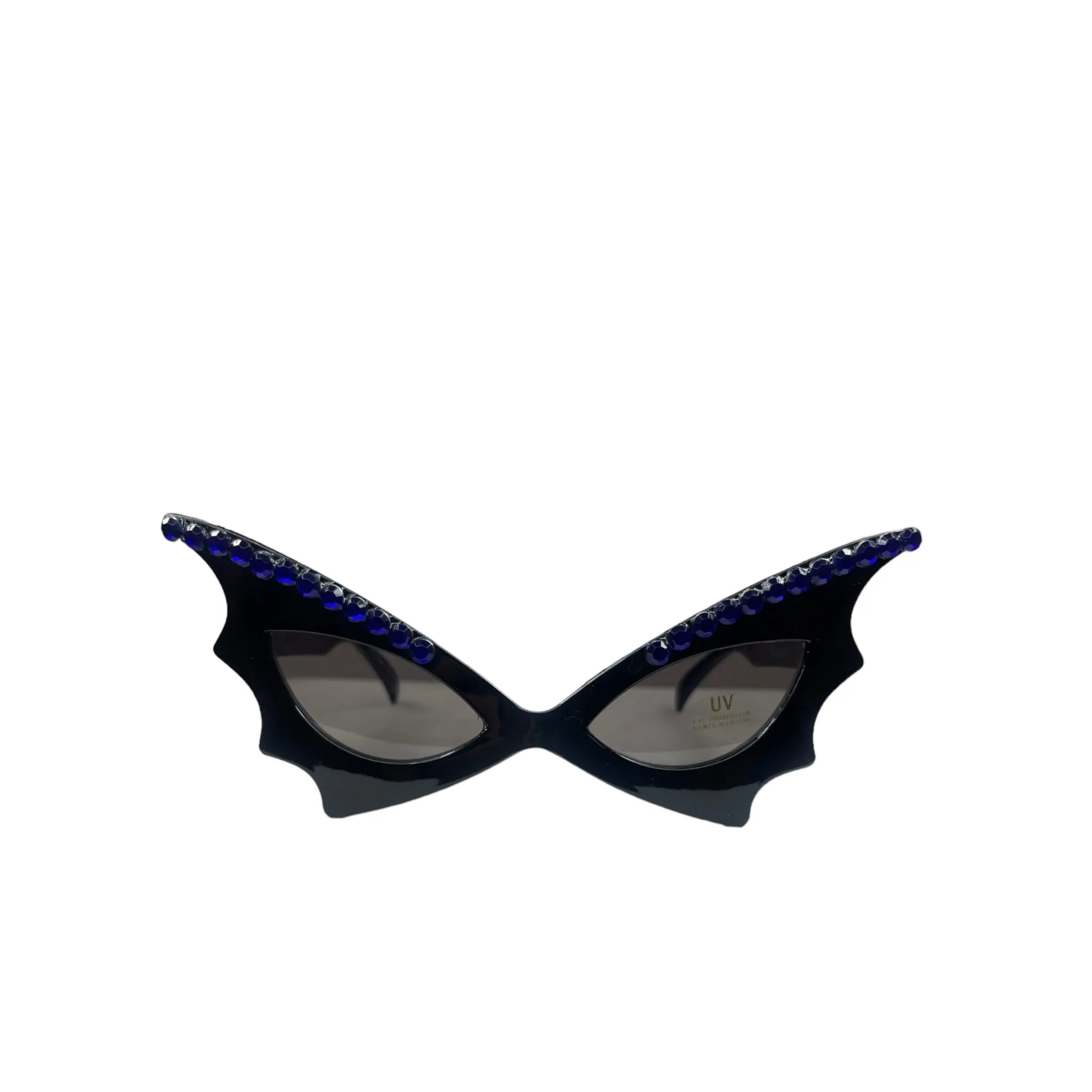 BAT! OVERSIZED RHINESTONE SUNGLASSES BLACK/BLUE