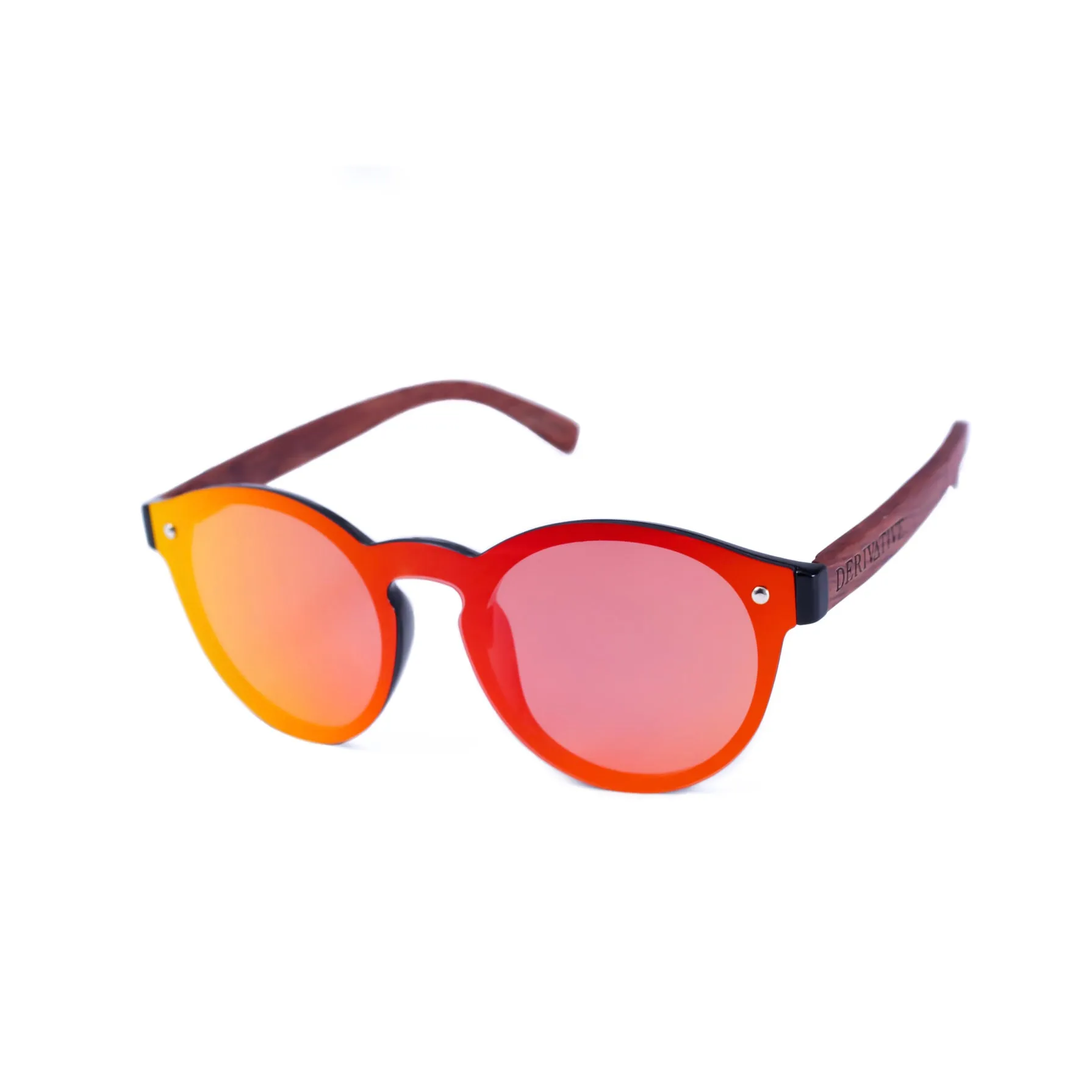 BeatNick / Polarized Round Red Rimless Infinity Lens Sunglasses