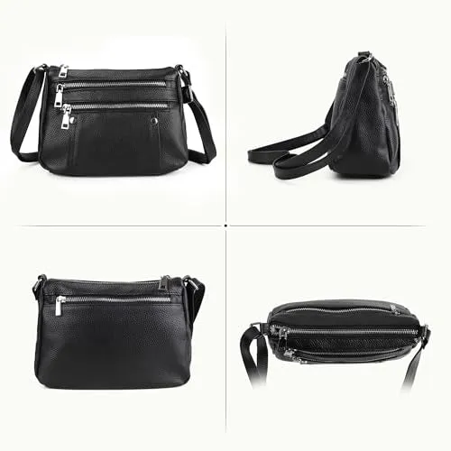 befen Black Small Genuine Leather Y2K Crossbody Bags Shoulder Handbag Clutch Purses for Women Trendy