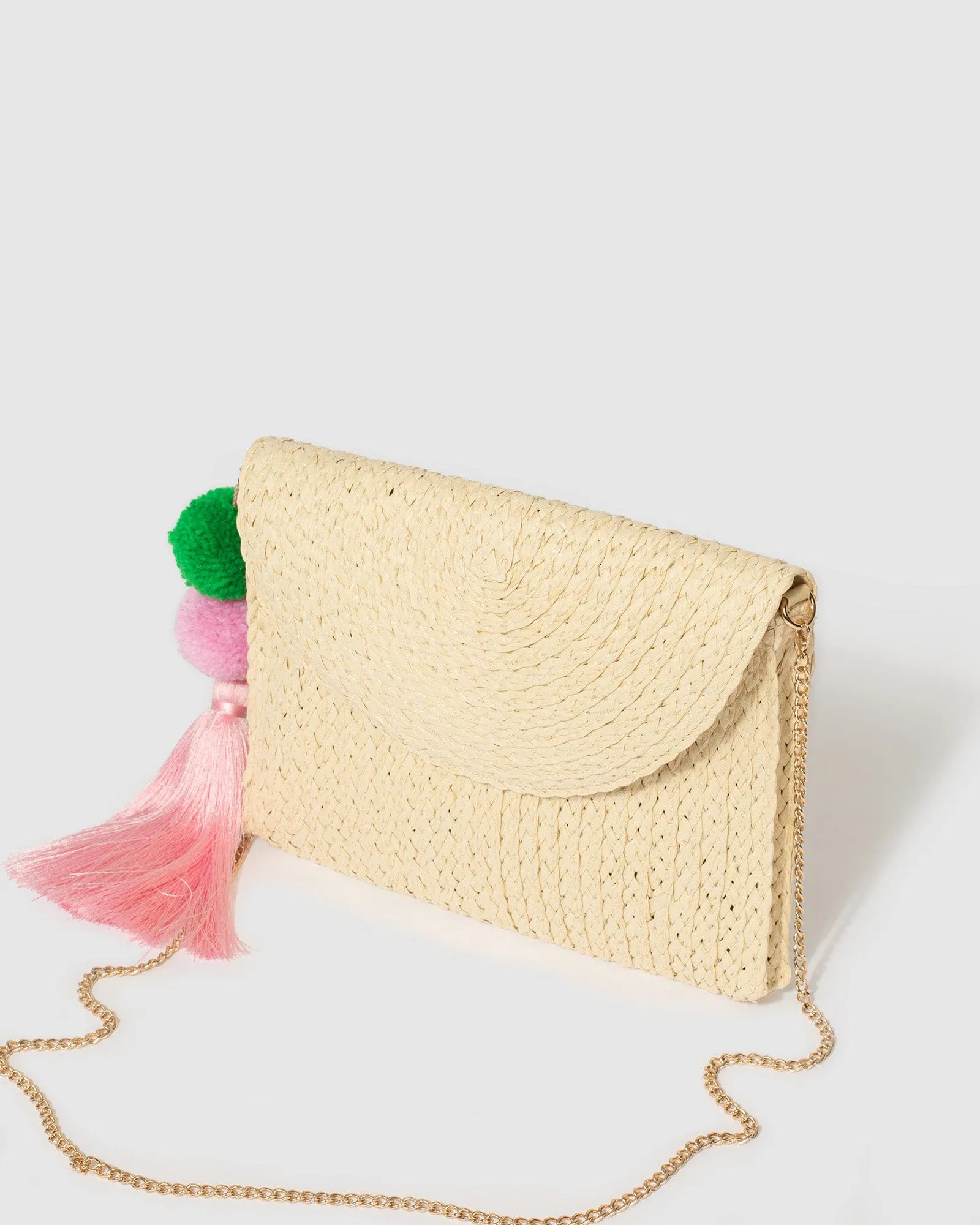 Beige Alessandria Tassel Pouch Bag