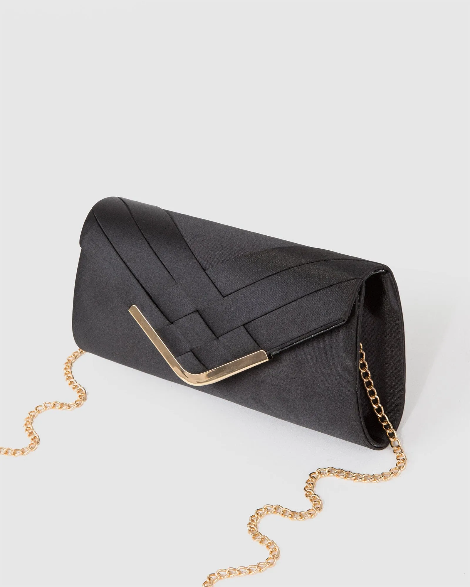 Black Paula Weave Clutch Bag