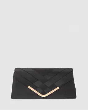 Black Paula Weave Clutch Bag