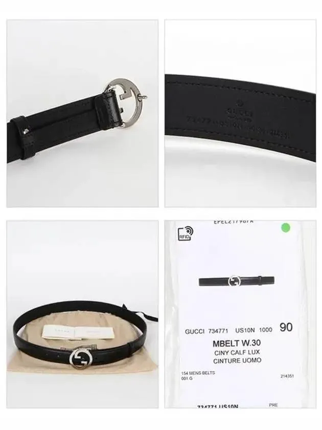 Blondie Interlocking G Buckle Leather Belt Black