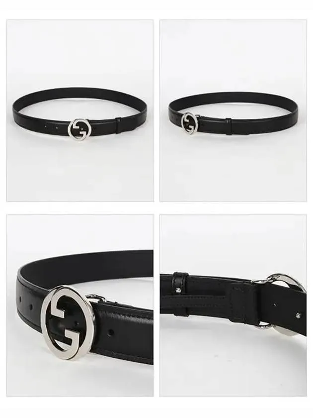 Blondie Interlocking G Buckle Leather Belt Black