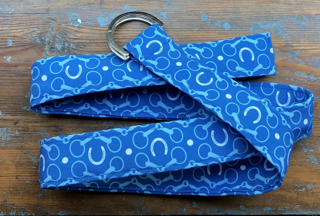 Blue Horseshoes Fabric Belt