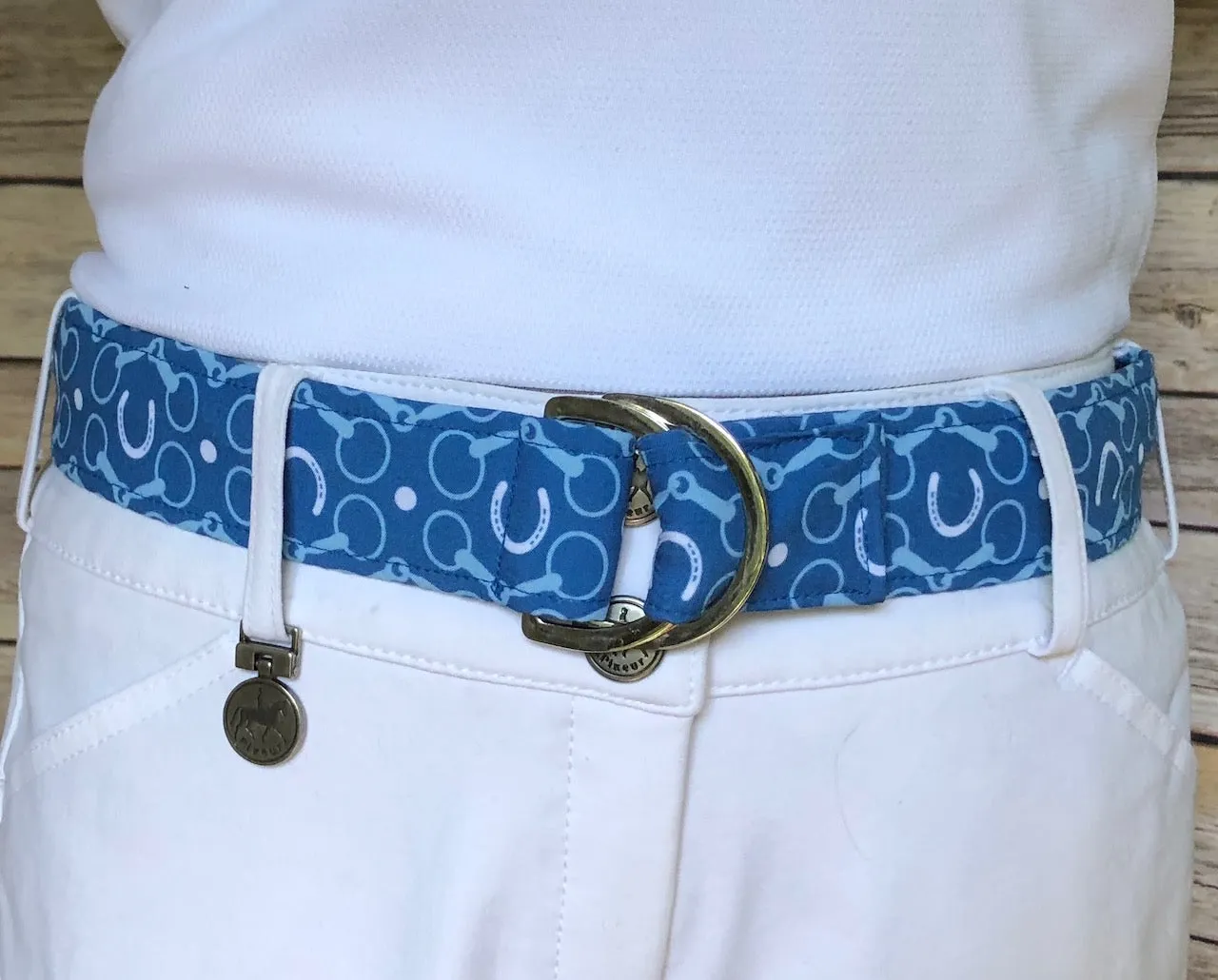 Blue Horseshoes Fabric Belt