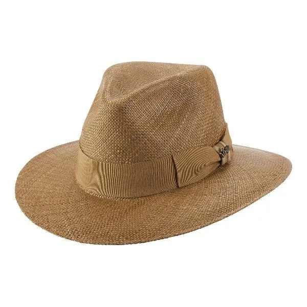 Brittoli Brown Genuine Panama Hat - Sahara