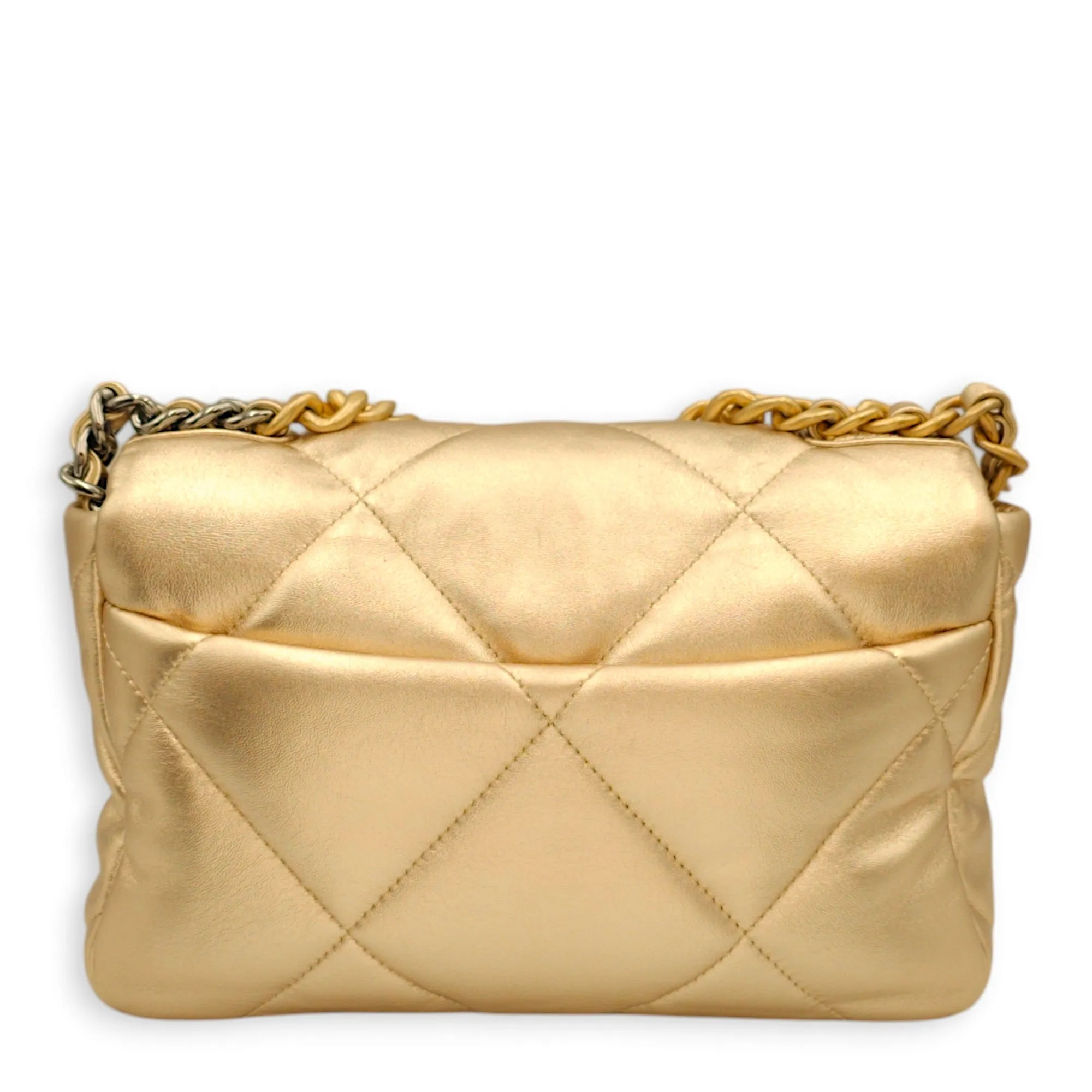 C19 Small Metallic Gold Crossbody Bag in Lambskin, 3-Tone hardware