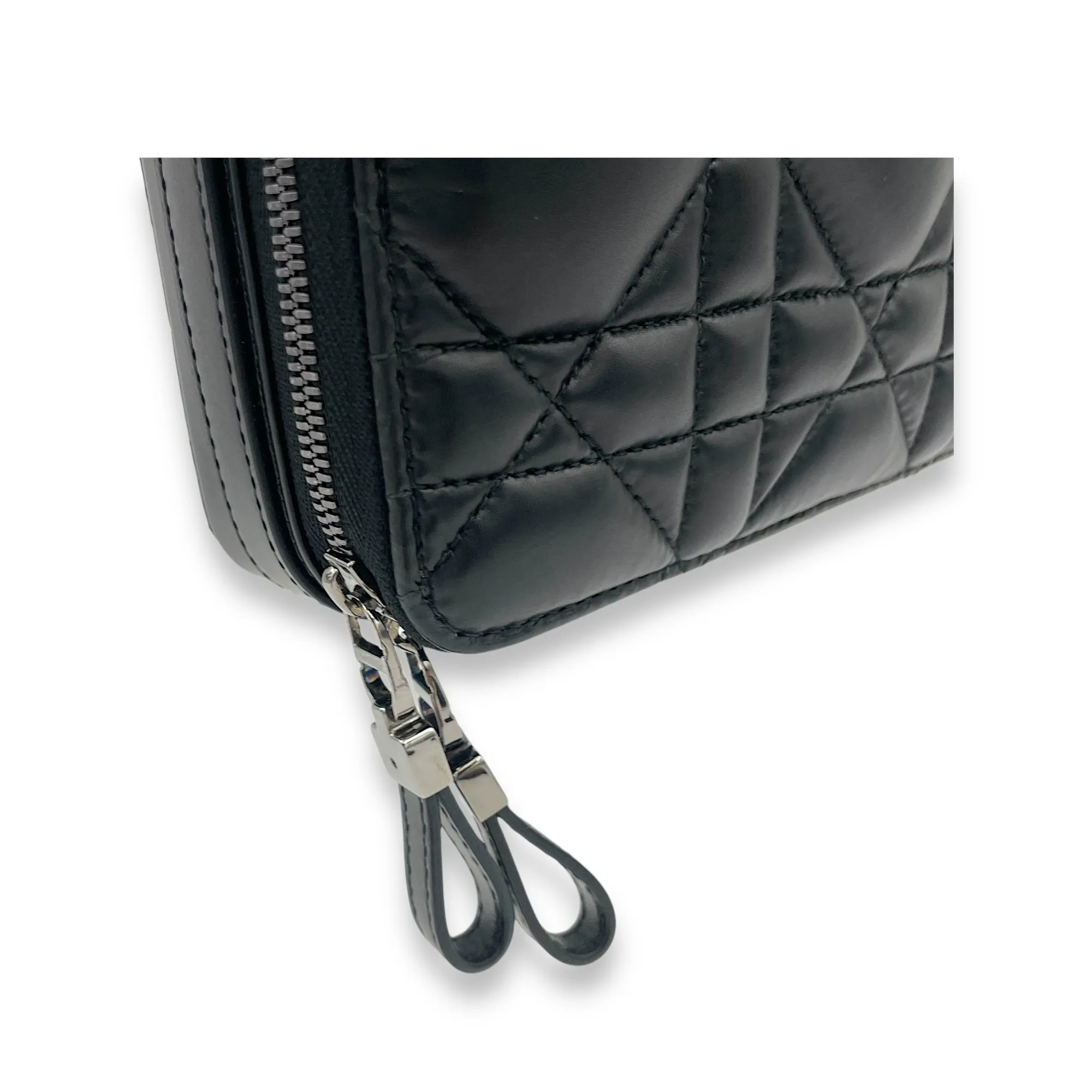 Caro Box  Crossbody Bag Black in Lambskin, Silver