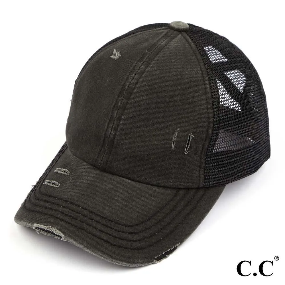 CC Distressed Ponytail Hats