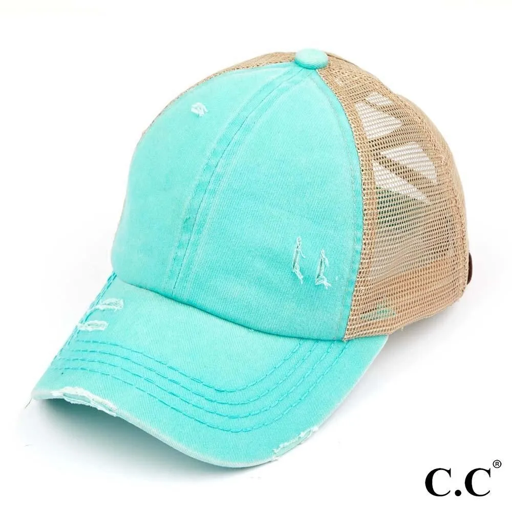 CC Distressed Ponytail Hats