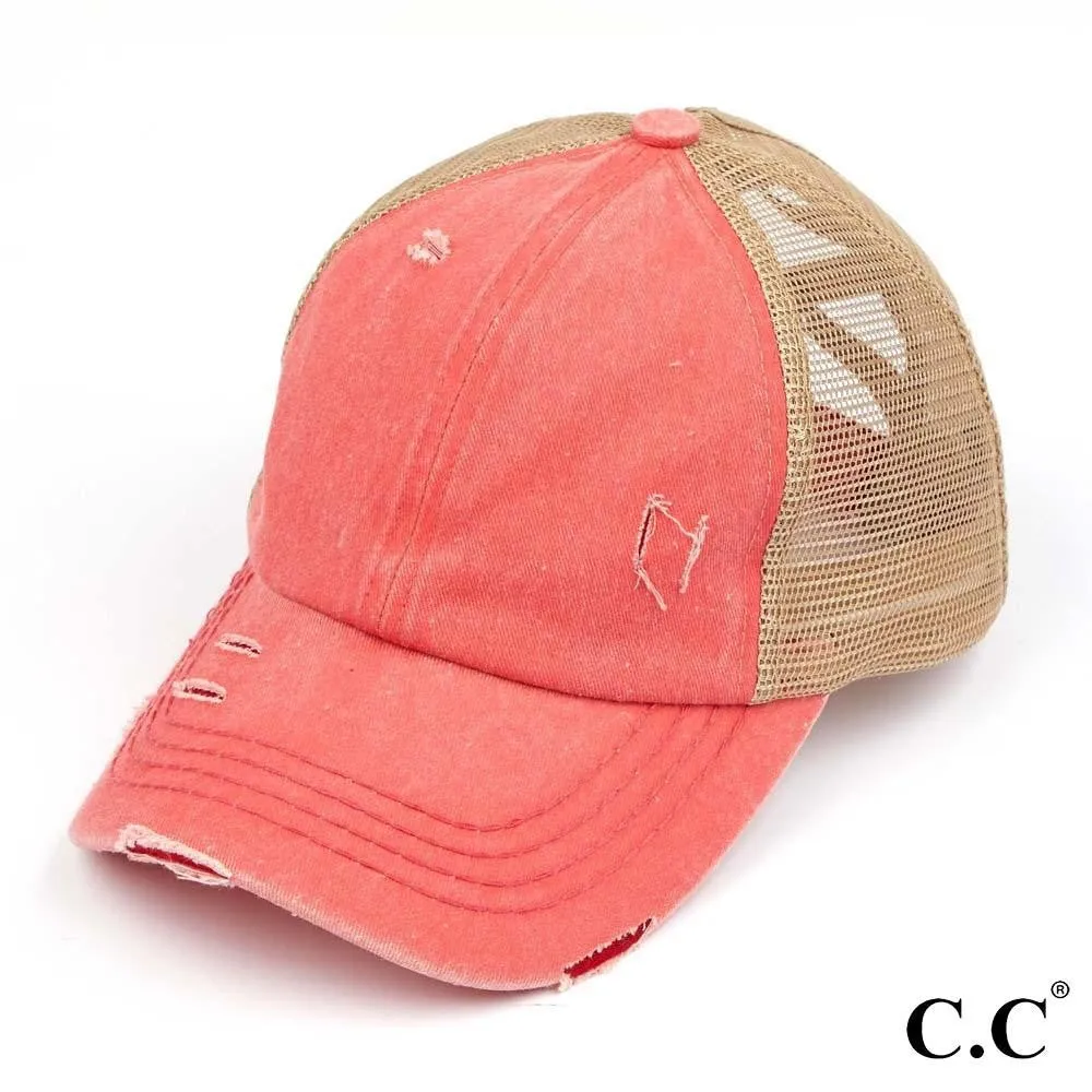 CC Distressed Ponytail Hats