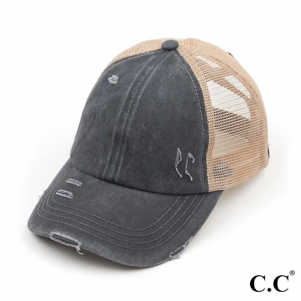 CC Distressed Ponytail Hats