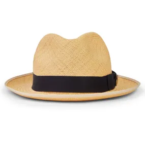 Christys' Classic Preset Panama Hat - Navy Band Natural