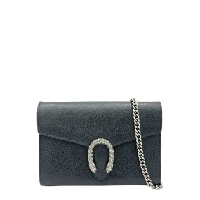 Dionysus Crossbody Bag  Black in Calfskin , Silver Hardware