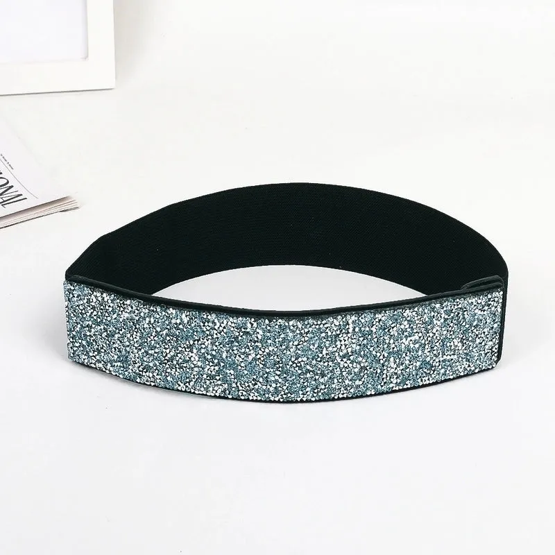 Fashion Solid Color Woven Fabric Inlay Rhinestones Women's Corset Belts 1 Piece