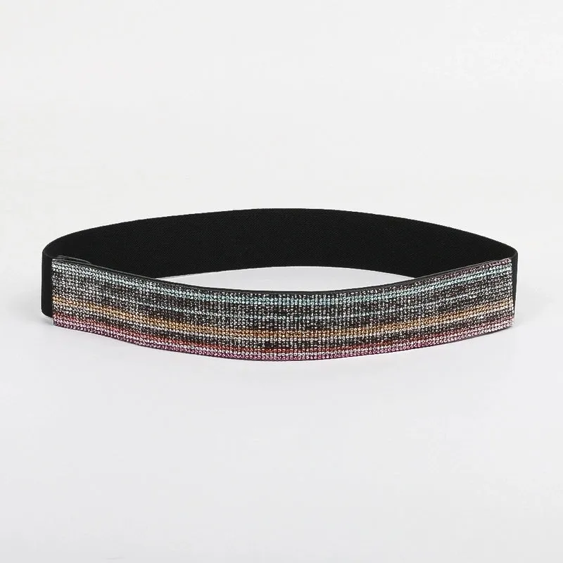 Fashion Solid Color Woven Fabric Inlay Rhinestones Women's Corset Belts 1 Piece