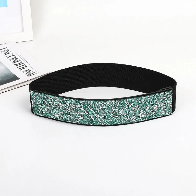 Fashion Solid Color Woven Fabric Inlay Rhinestones Women's Corset Belts 1 Piece