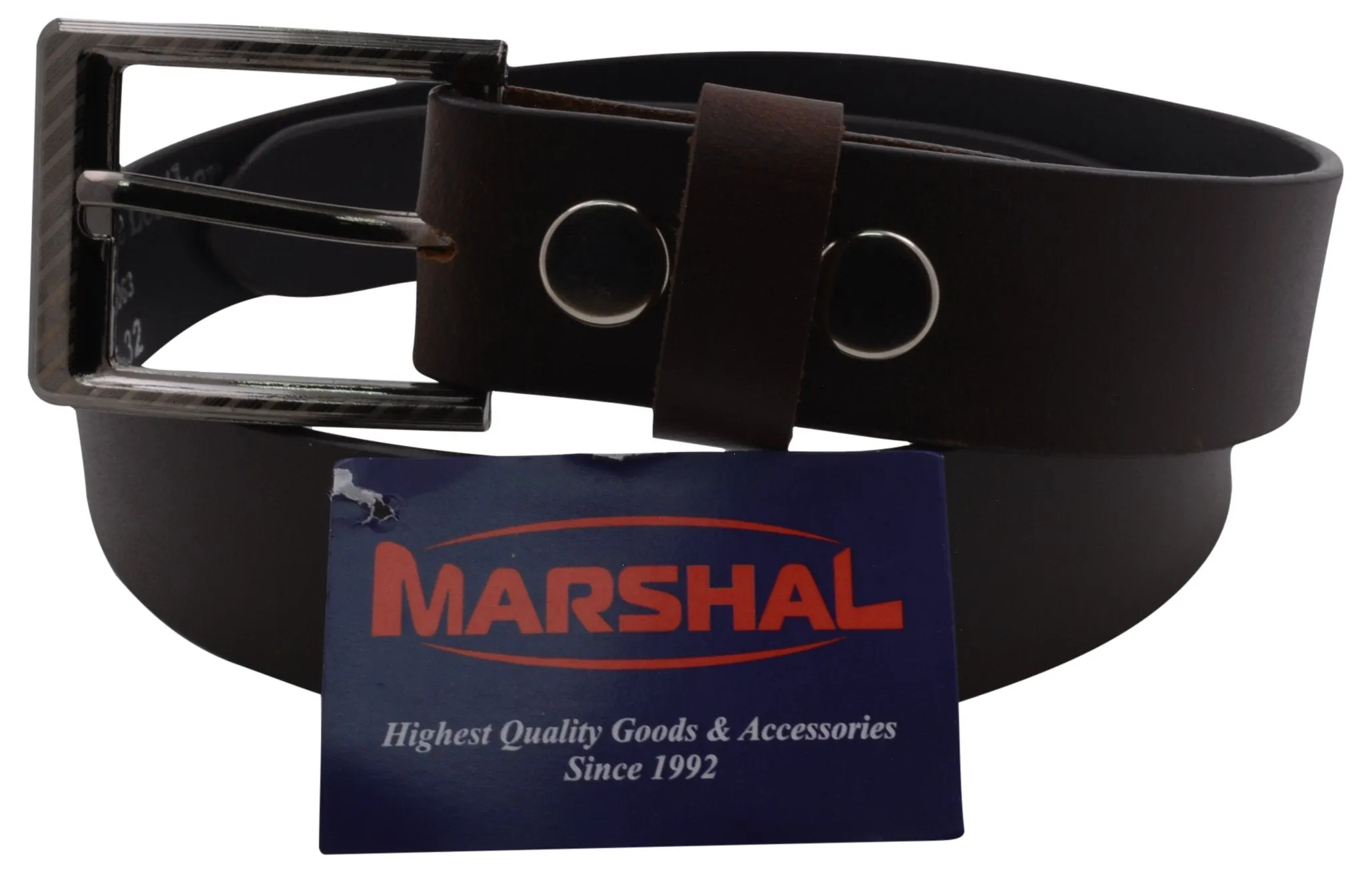 Formal Dress Belt Men's 1.25" Wide Top Grain Genuine Leather Removable Square Silver Buckle MSL 1063