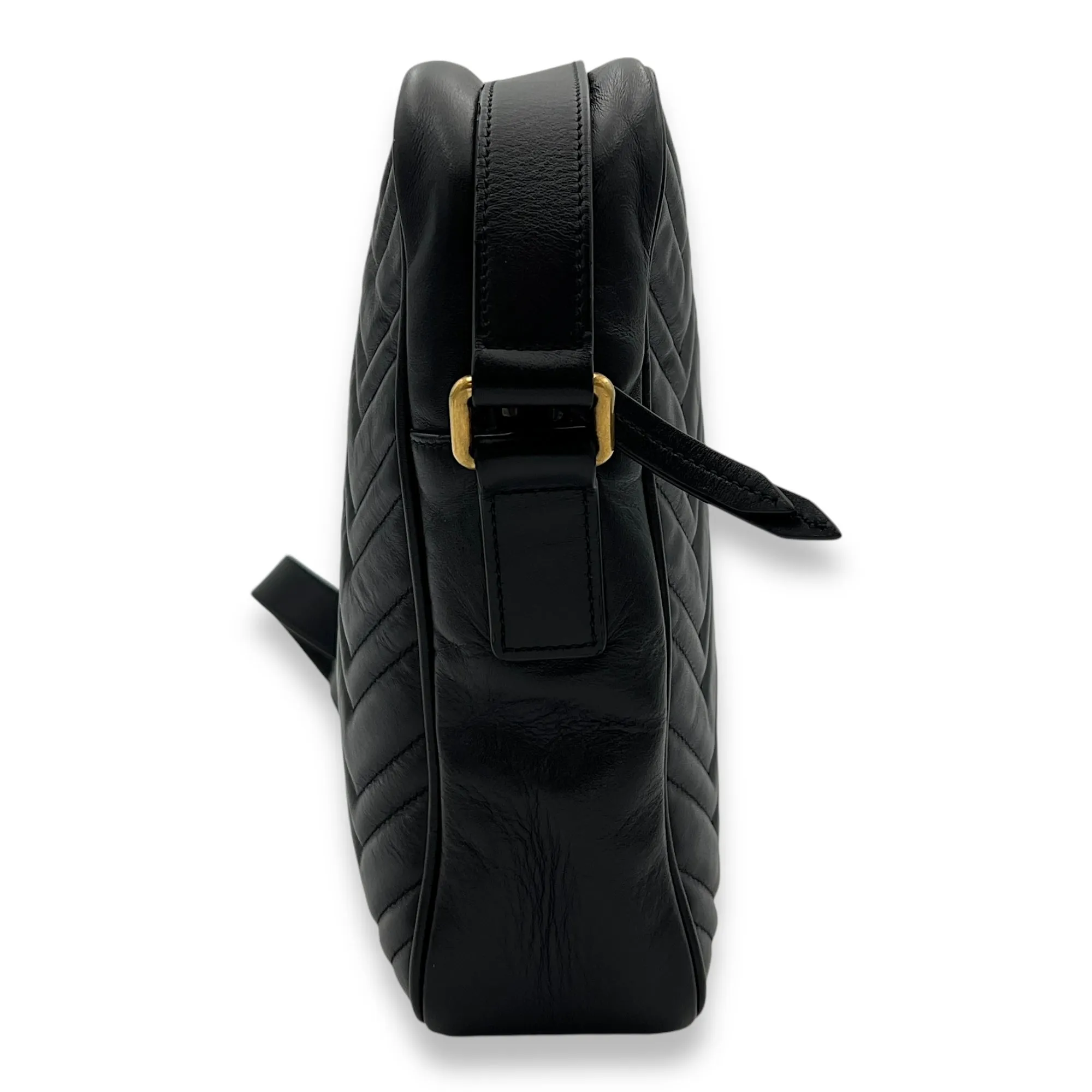 GG Marmont Black Crossbody Bag in Calfskin, Gold hardware