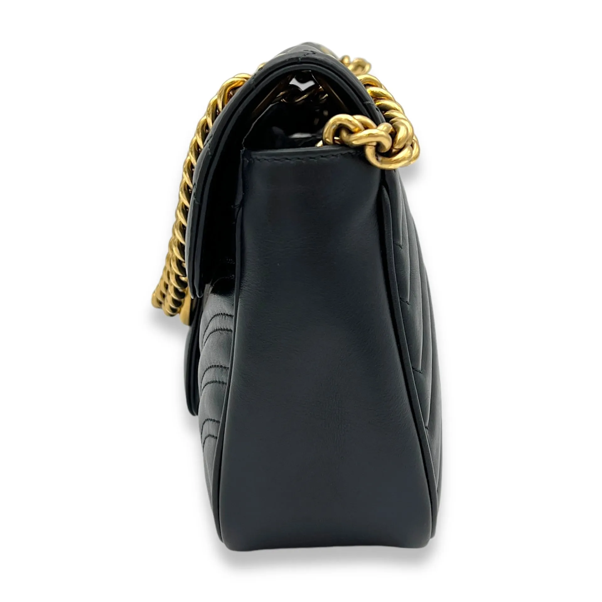 GG Marmont Crossbody Bag Black in Calfskin, Gold hardware