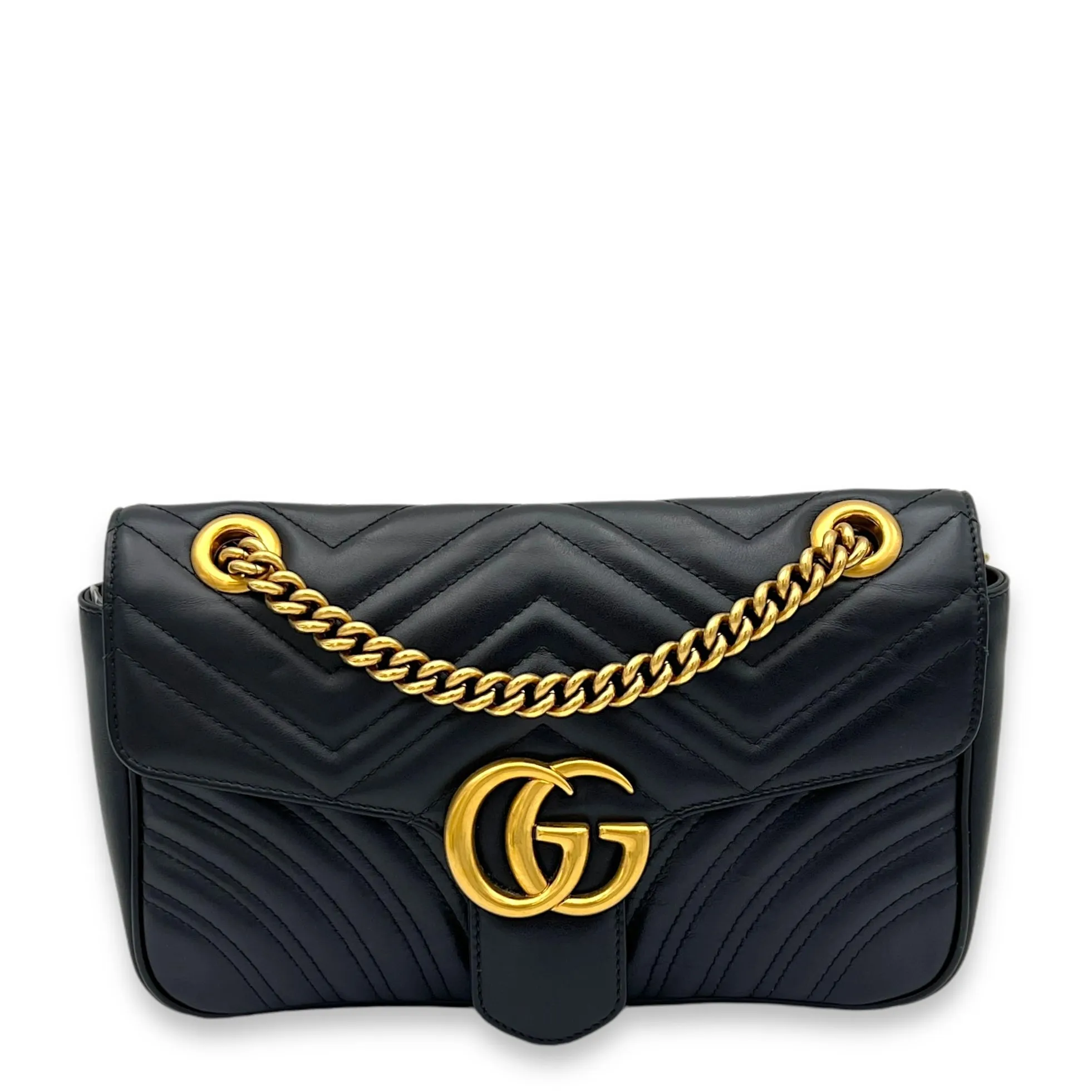 GG Marmont Crossbody Bag Black in Calfskin, Gold hardware