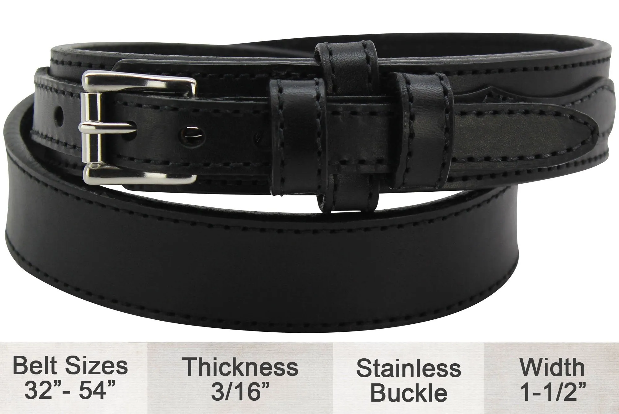 Gingerich Black Stitched Workhorse Ranger Belt Style 8250-18