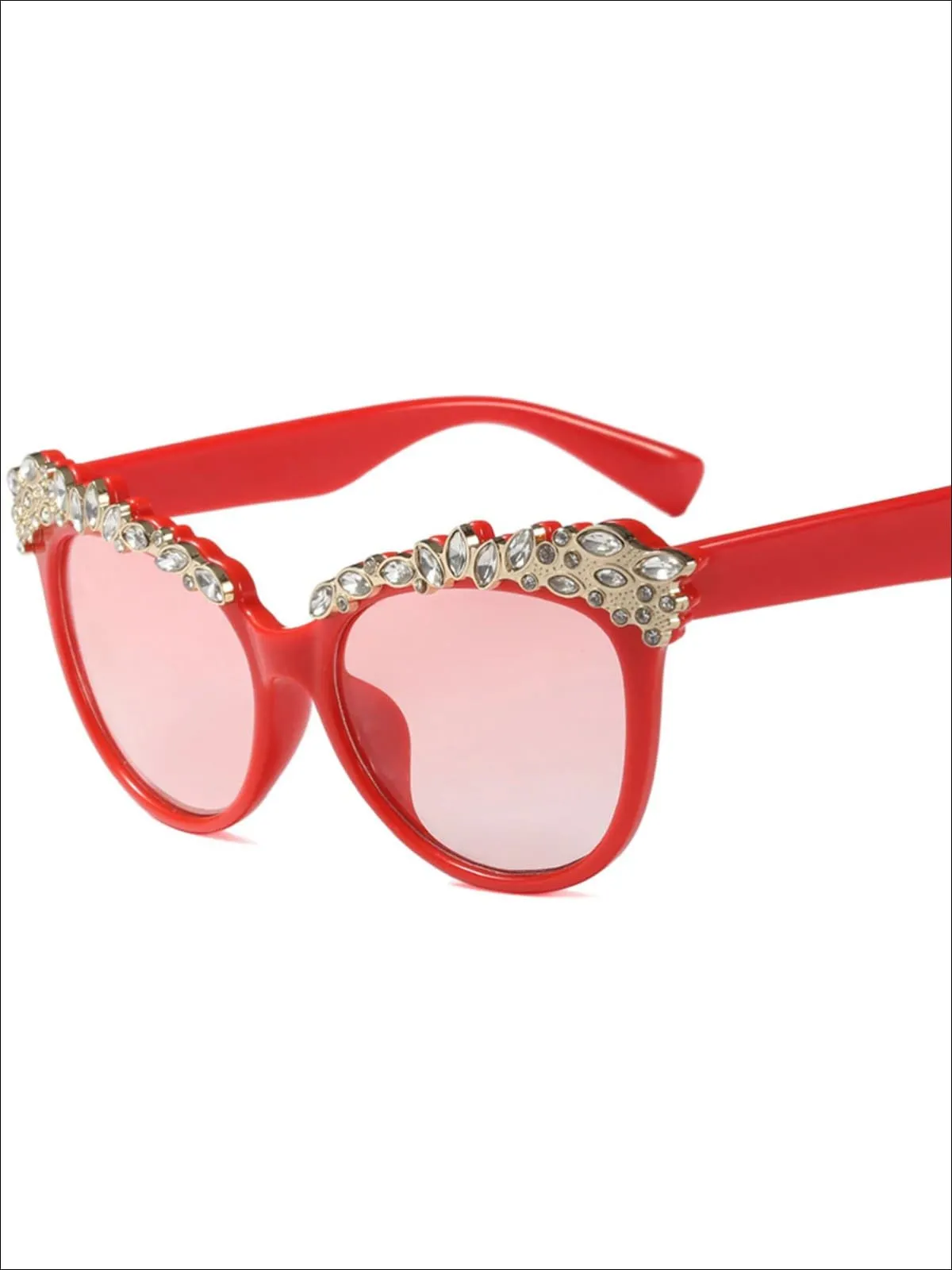 Girls Crystal Embellished Cat Eye Sunglasses