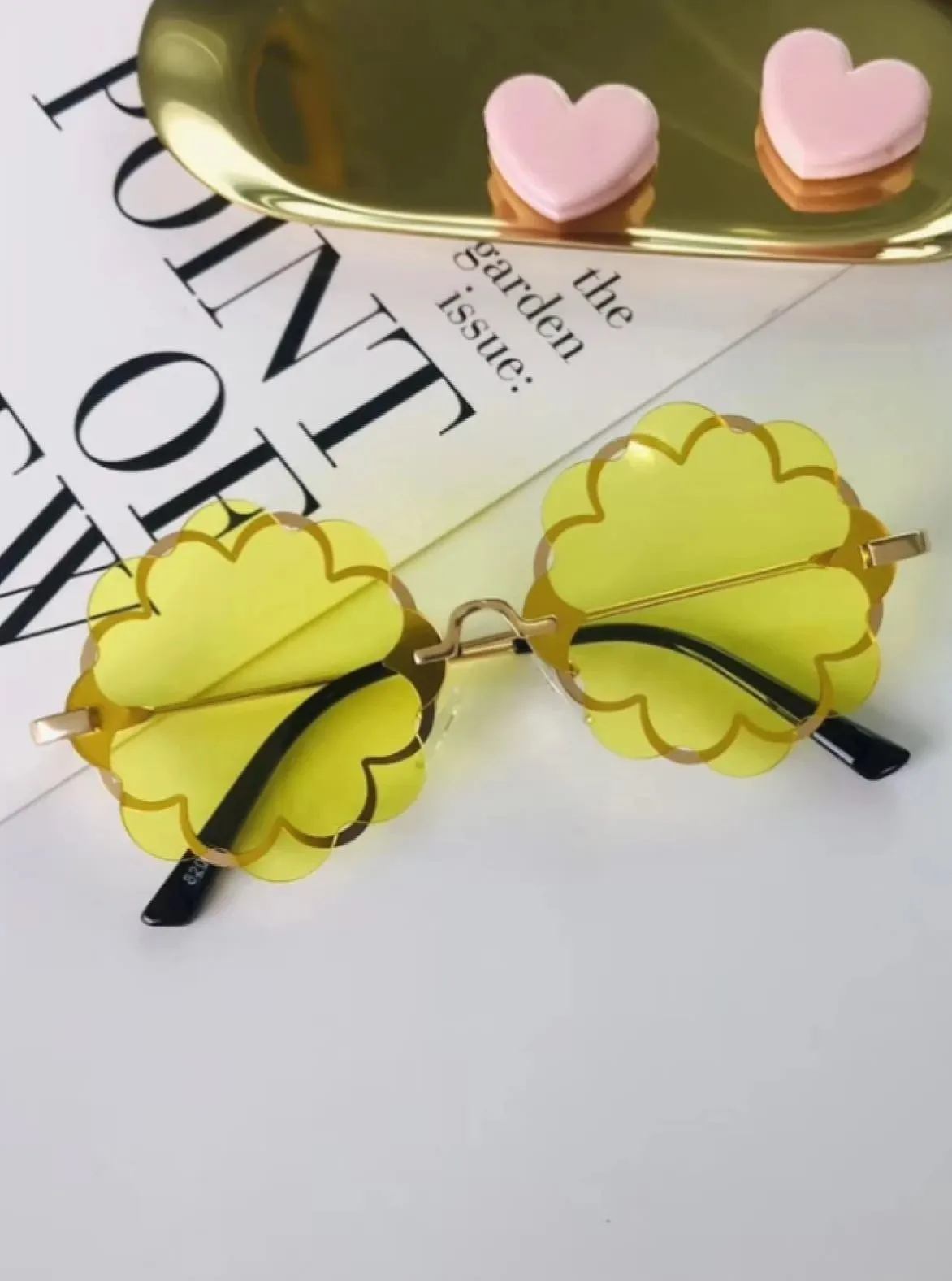 Girls Luxury Flower Frame Round Sunglasses