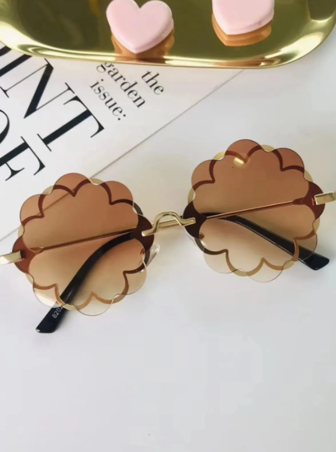 Girls Luxury Flower Frame Round Sunglasses