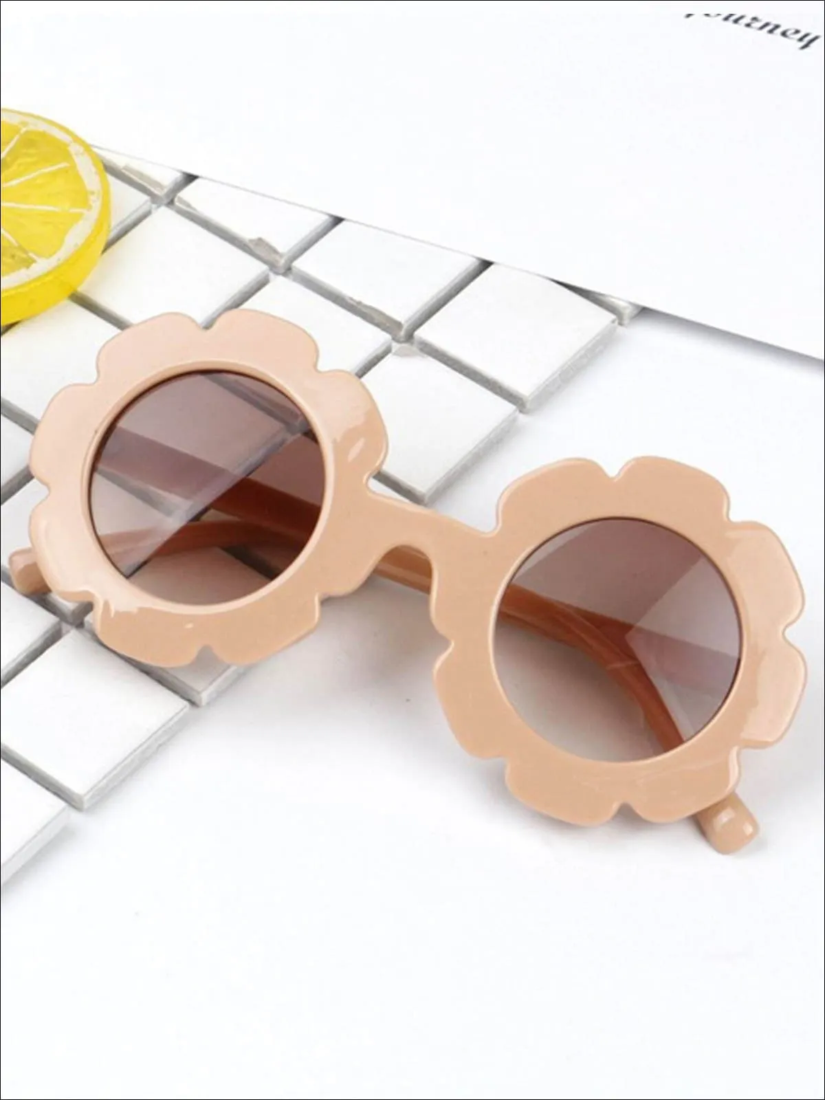 Girls Round Vintage Flower Sunglasses