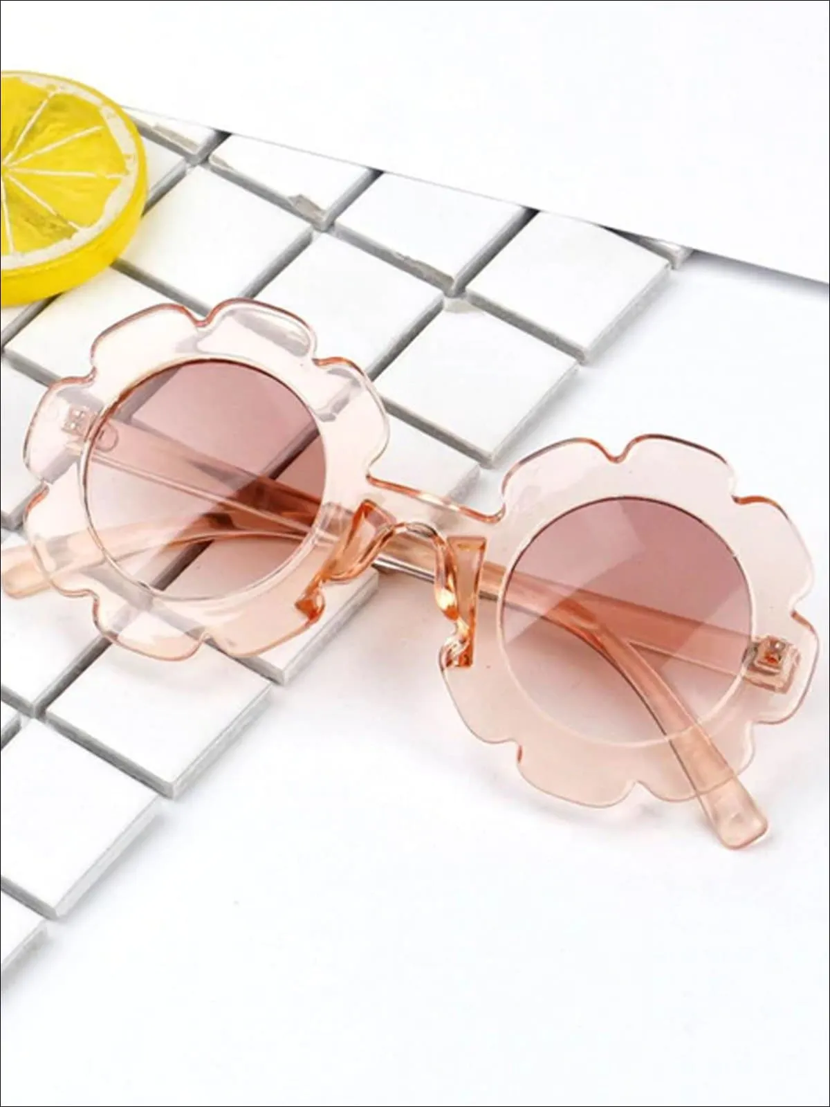 Girls Round Vintage Flower Sunglasses